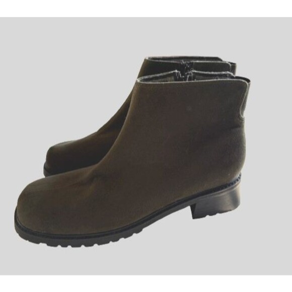 Danelle Green Faux Suede Side Zip Lug Sole Ankle Boots Size 10 - Picture 3 of 5